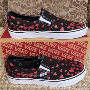 Vans Black and Red Heart Sneakers